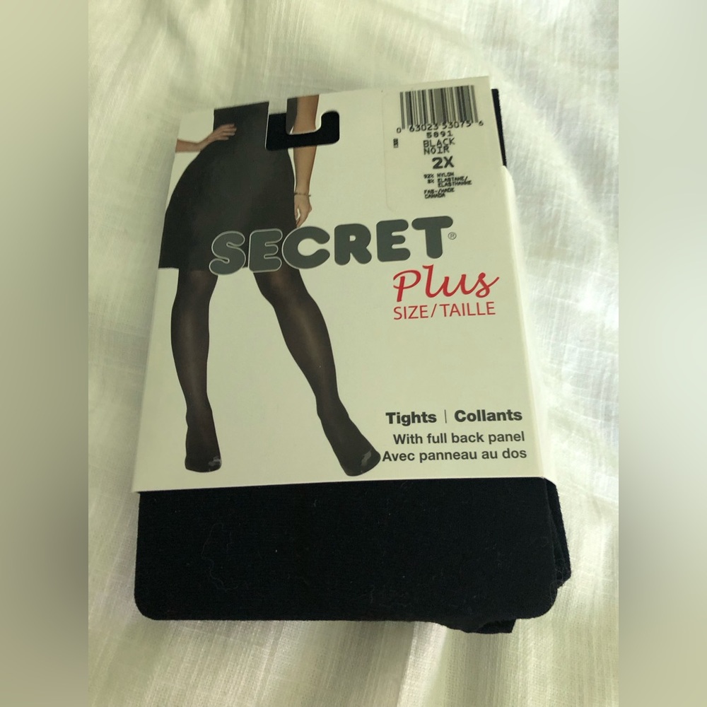 3 for $15.   NEW -  Secret Plus Tights 2x, black, Brand New